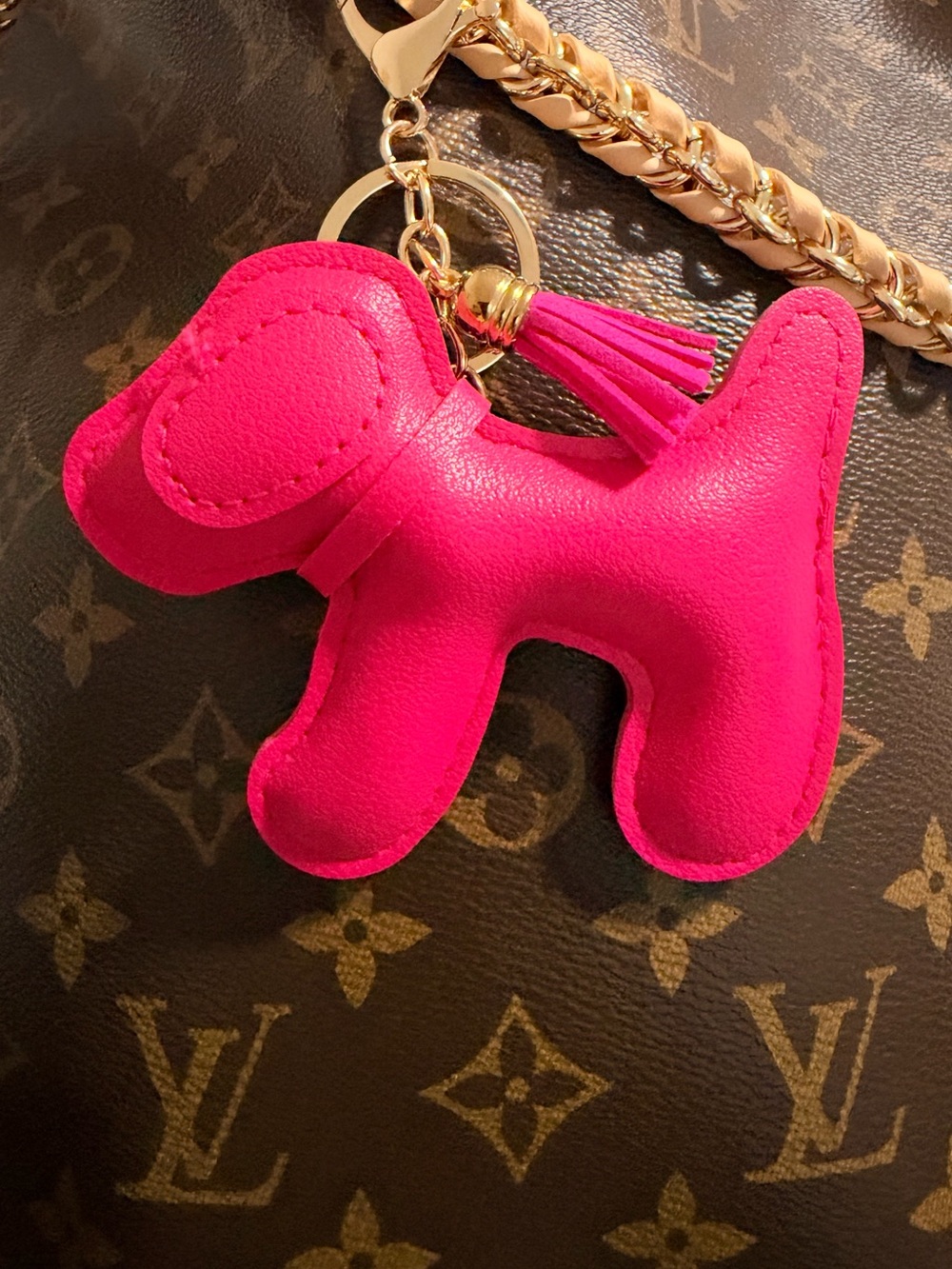 Pink Luxury Dog Keychain Bag Charm - Designer Style